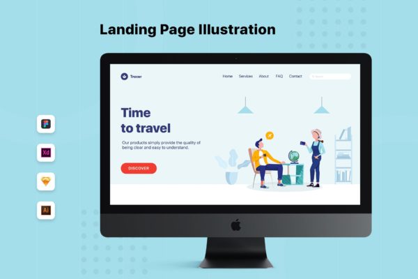 企业旅游计划主题网页Banner&amp;着陆页设计矢量插画 Colleagues Talking About Travelling Web Banner