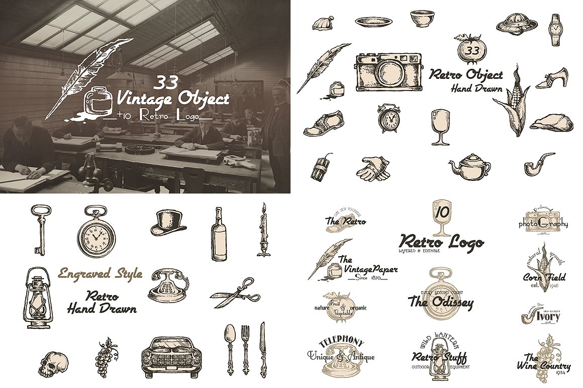 素材库下午茶：高品质的600+复古风格矢量logo标志标签大集合插图(2)