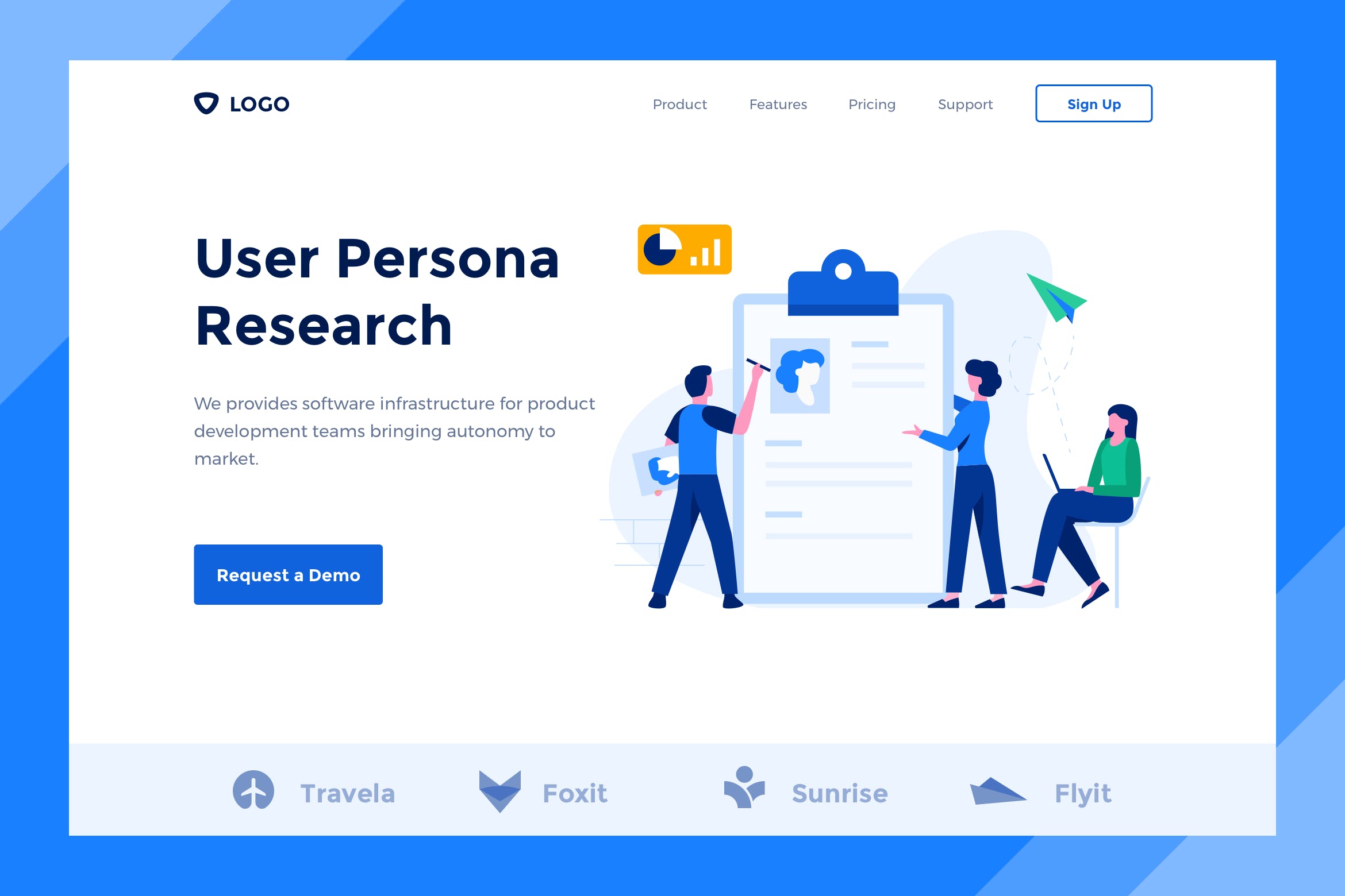 用户角色概念插画网站设计着陆页模板 User Persona – Web & Mobile Banner Landing Page插图