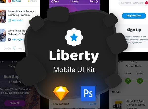 一套设计明快的多功能APP UI KITS套装下载[PSD,Sketch]