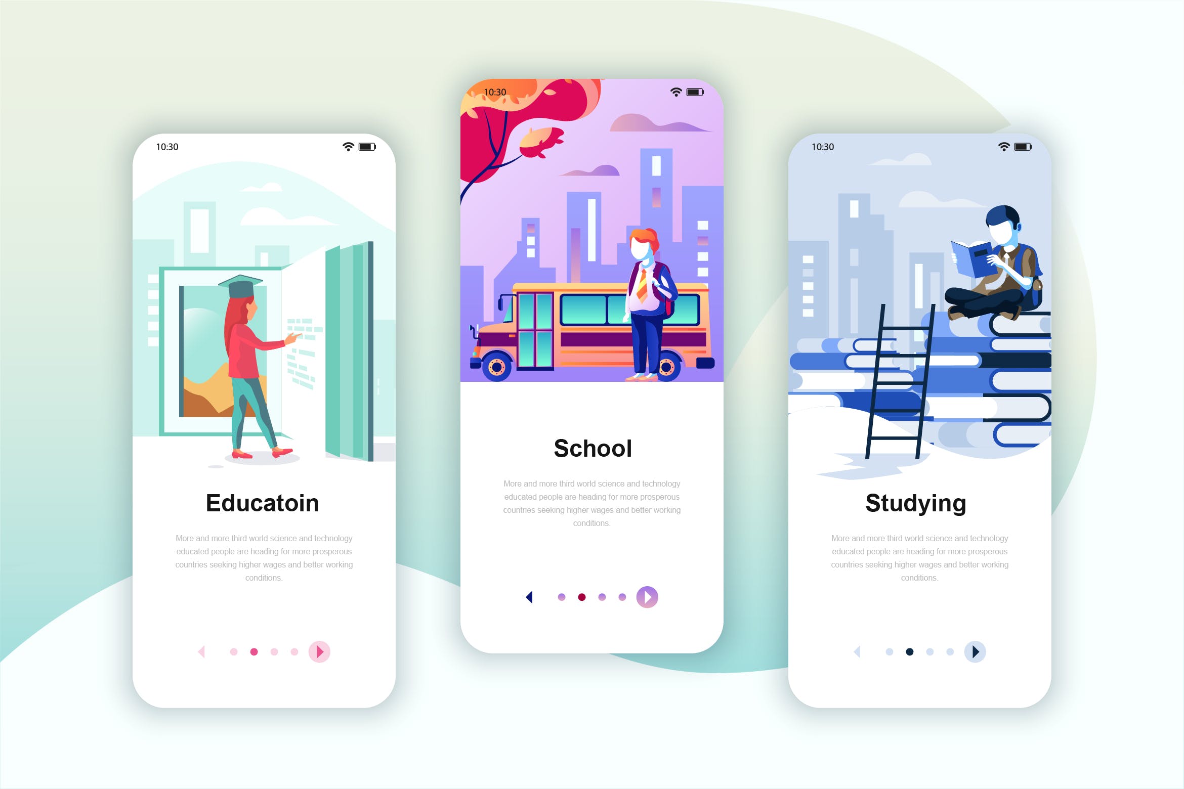教育培训主题矢量插画APP引导页启动页设计模板 Instagram Stories Onboarding Screens Mobile App插图