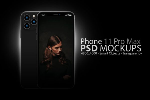iPhone 11 Pro Max苹果旗舰手机素材库精选样机模板 Phone 11 PSD Mockups in Black