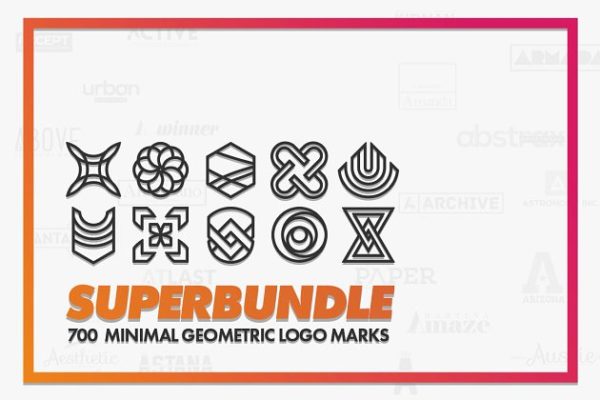 700个精简几何图案Logo模板 Minimal Geometric Logo Marks Bundle
