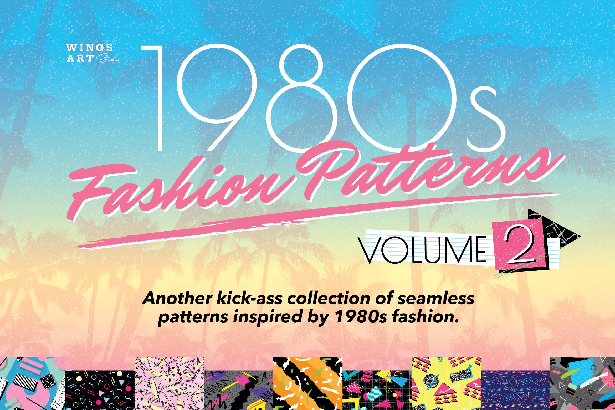 复刻欧美1980s年代设计风格图案背景素材库精选v2 1980s Retro Patterns Volume Two插图