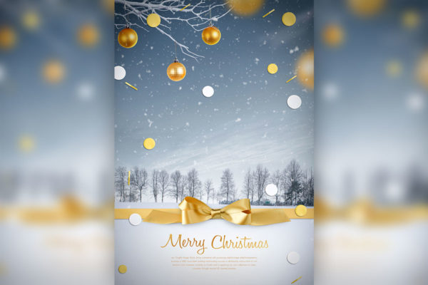 冬季圣诞节背景海报psd素材