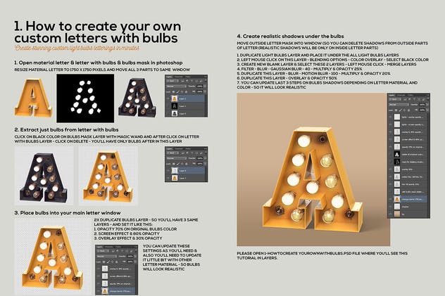 大帐篷灯泡装饰金属字体场景模板6 Marquee Light Bulbs Chaos 6 – Black 2 Lettering插图(5)