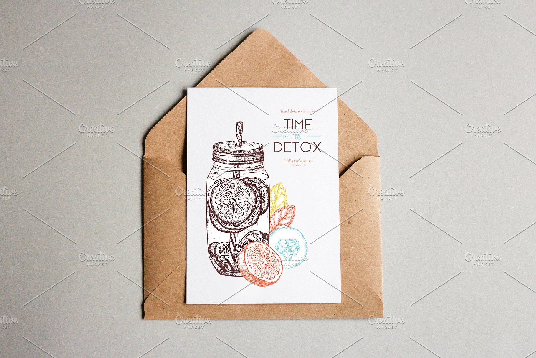 复古风格健康食品及饮料成分插画 Vegetarian Food Ingredients Set插图(12)