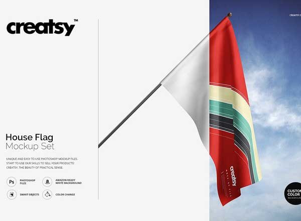 旗帜样机模板 House Flag Mockup Set