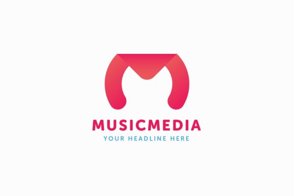 创意字母Logo模板系列之字母M-音乐主题Logo模板 Music Media M Letter Logo Template