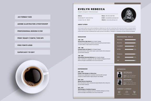 极简主义风设计师简历模板设计 Minimalist CV Resume Vol. 09插图(3)