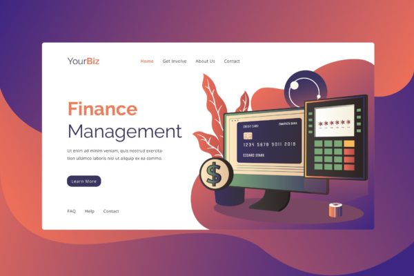 金融管理素材库精选概念插画网站着陆页设计模板 Financial Management Landing Page