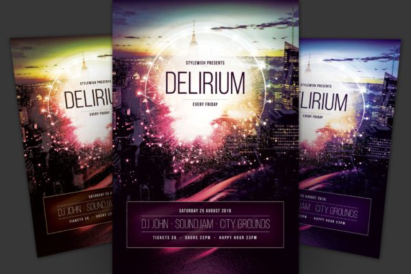 各类主题活动海报传单素材库精选PSD模板 Delirium Flyer