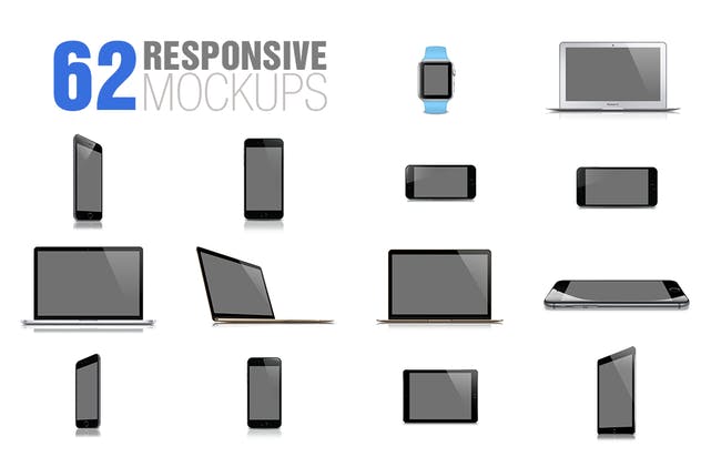 62款响应式网页设计预览样机套装 62 Responsive Mockups插图(1)