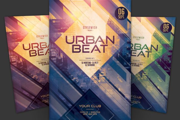 喧闹城市音乐节音乐活动海报传单素材库精选PSD模板 Urban Beat Flyer