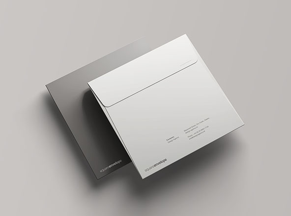 方形企业信封设计样机模板 Square Envelope Mockup
