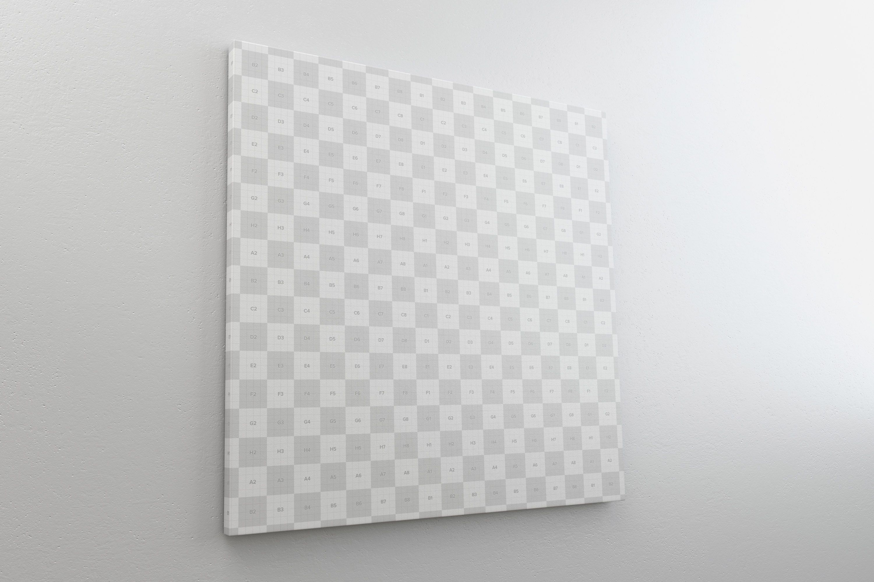 挂墙方形画布画框左视图样机模板 Square Canvas Mockup Hanging on Wall, Left View插图