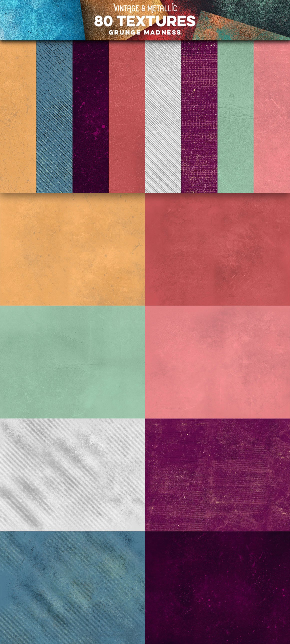 80款复古和金属纹理合集[1.65GB] 80 Vintage & Metallic Textures插图(3)