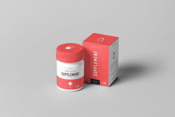 保健品药物罐子&amp;盒子样机模板7 Supplement Jar &amp; Box Mock-up 7