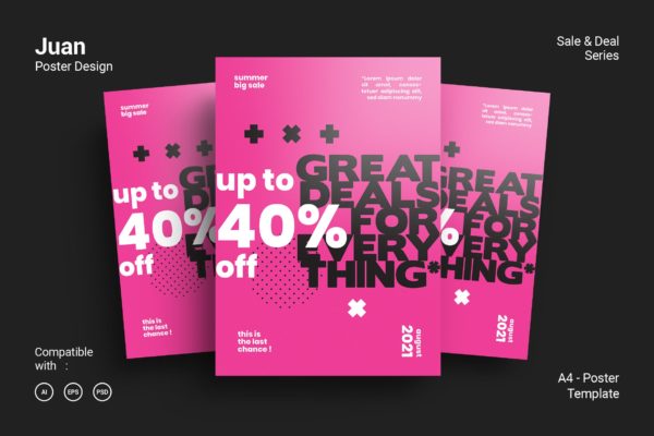 现代创意文字版式海报PSD素材素材库精选模板 Juan Poster Design