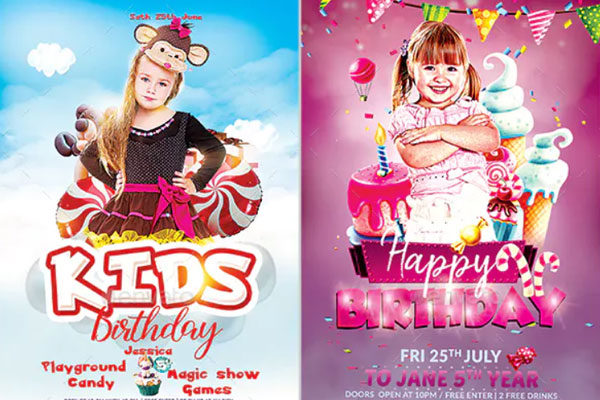 儿童生日传单设计套装