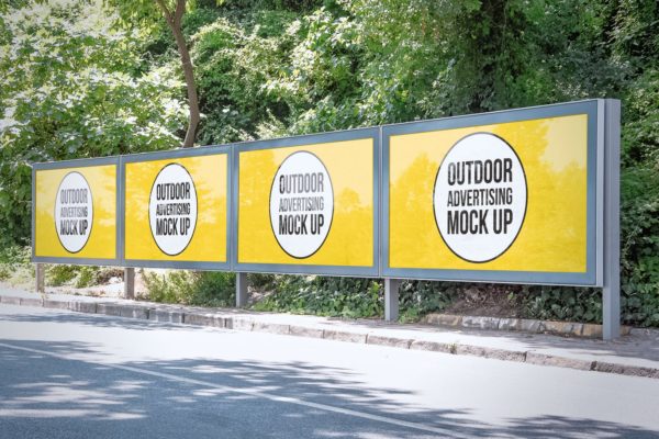 户外广告牌效果图样机模板#1 Outdoor Advertisement Mockup Template #1