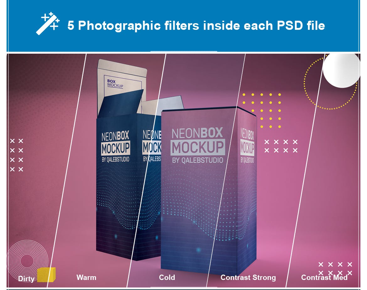 产品包装盒外观设计多角度演示素材库精选模板 Abstract Rectangle Box Mockup插图(1)