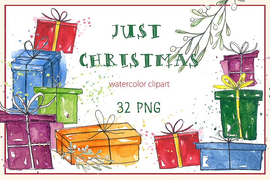 冬季圣诞节日主题素描剪贴画 Christmas sketch. Watercolor插图(2)