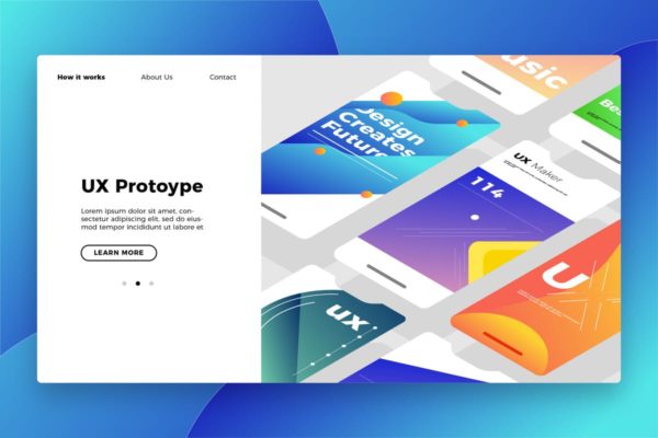 UX原型概念插画网站Banner&amp;着陆页模板 UX Prototype – Banner &amp; Landing Page