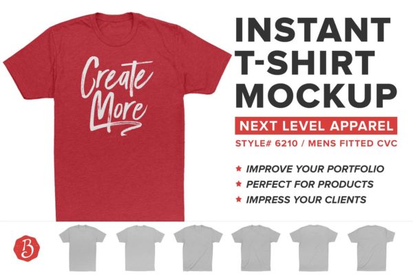 男士T恤样机模板 Next Level CVC 6210 Shirt Mockups