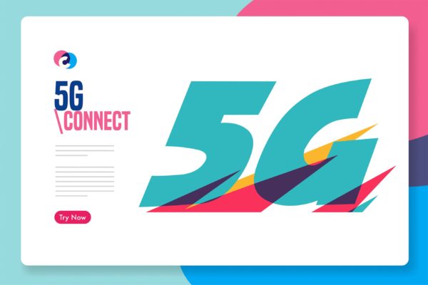5G高速网络技术主题网站插画素材 5G casual graphic web template