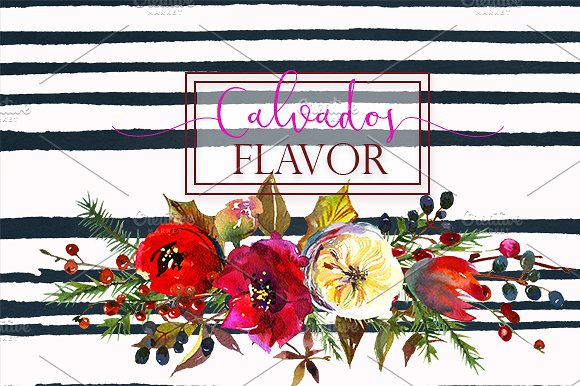 冬季红色水彩花卉剪贴画合集 Red Winter Flowers Clipart Set插图(1)