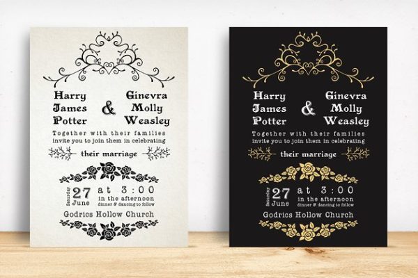 经典花卉包边婚礼邀请函套装 Classic Wedding Invitation Pack