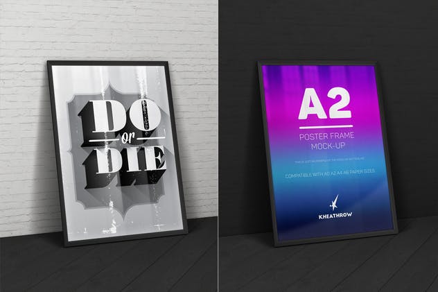 A2规格海报画框样机 A2 Elegant Poster Frame Mock-Ups插图(3)