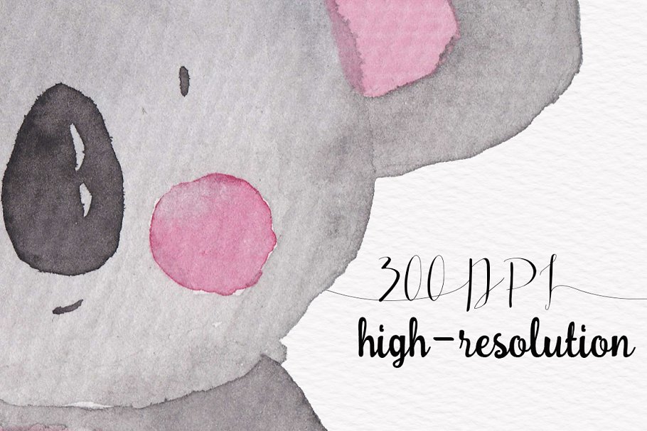 可爱卡通动物水彩剪贴画 Cute Watercolor animals clipart插图(4)