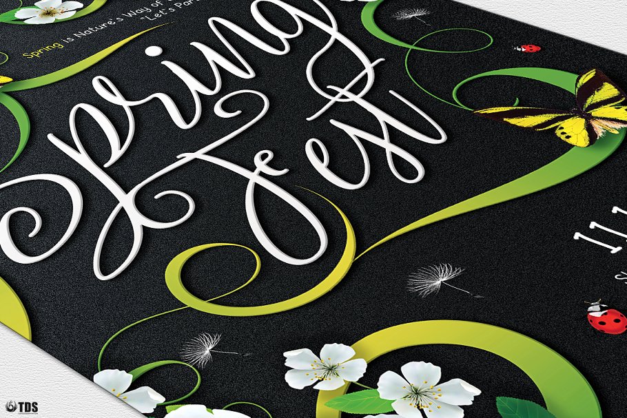 春季绿植花卉活动宣传单PSD模板 Spring Fest Flyer PSD插图(5)