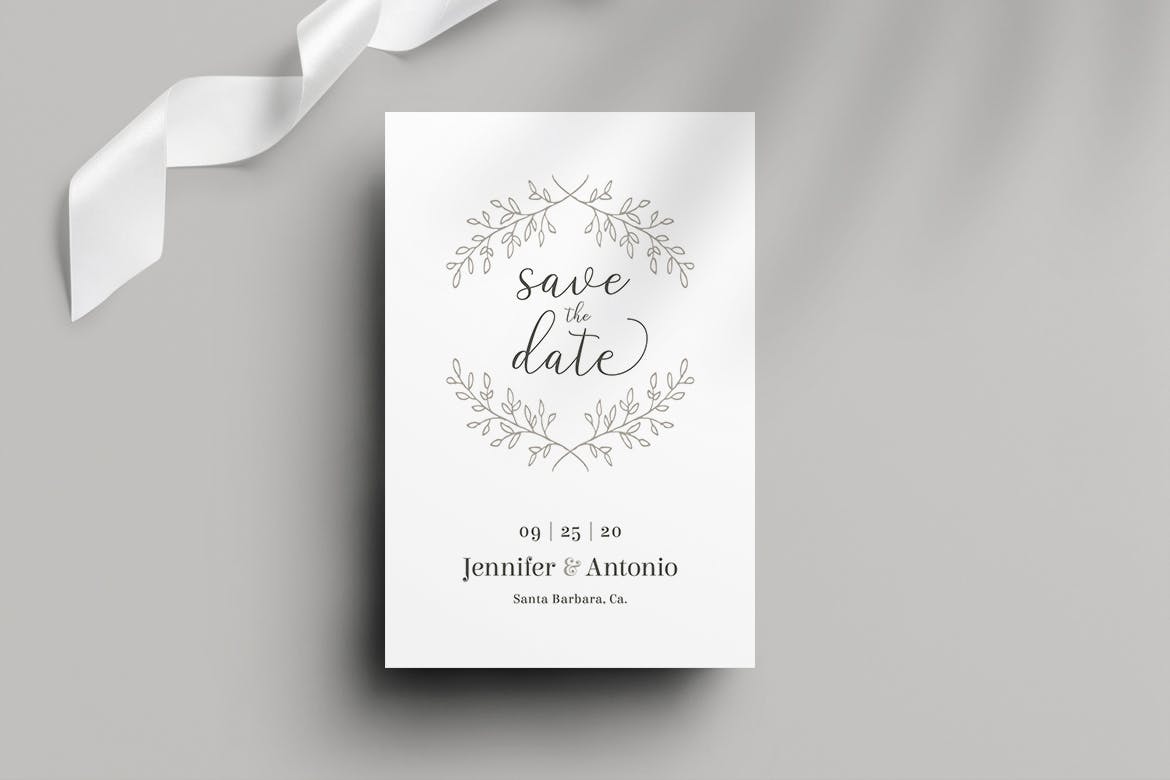 简约朴素风格婚礼邀请设计物料素材 Wedding Invitation Set插图(2)