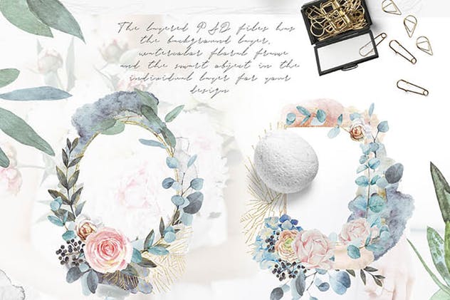 水彩花卉婚礼艺术家插画设计素材 Wedding frames “ARTARIAN” vol.2.1插图(2)