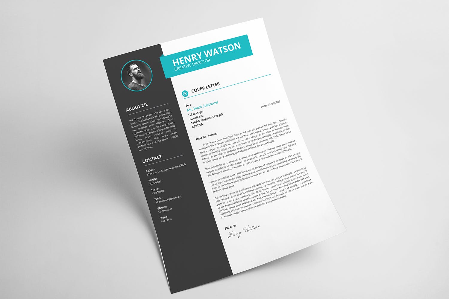 两列式排版风格个人简历&介绍信设计模板 CV Resume插图(5)
