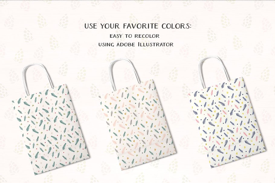 冬天圣诞节节日主题花卉图案纹理 Winter Flowers Christmas Patterns插图(3)