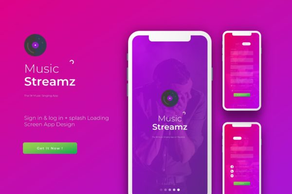 APP注册登录＆加载界面设计素材库精选模板 Login &amp; Signup Streamz | App Template