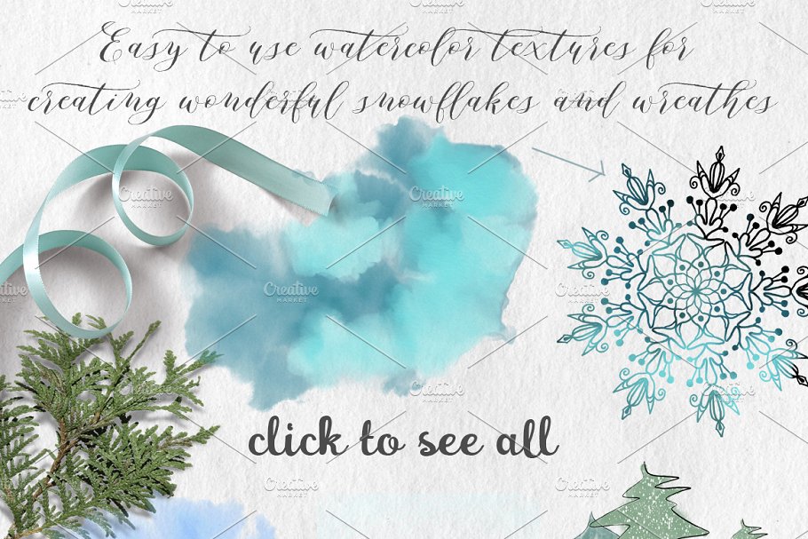 圣诞节节日主题气氛水彩插画套装 Wonderful Time Christmas Design Kit插图(5)