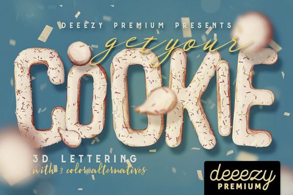 曲奇饼干3D立体英文字母插画素材 Get Your Cookie – 3D Lettering