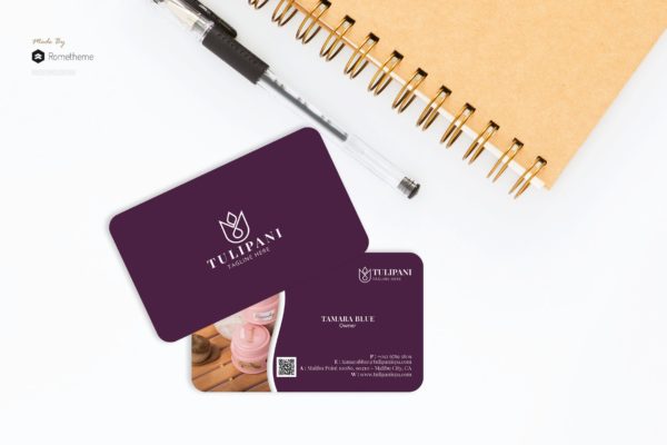 SPA美容会所圆角素材库精选名片模板 Tulipani Spa – Business Card RB