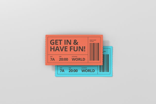 活动门票/电影票/优惠券样机模板 Event Ticket Mockup插图(10)
