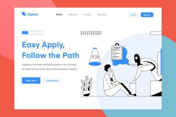 网站服务条款主题简笔画矢量插画素材 Zapata – Terms &amp; Condition Header