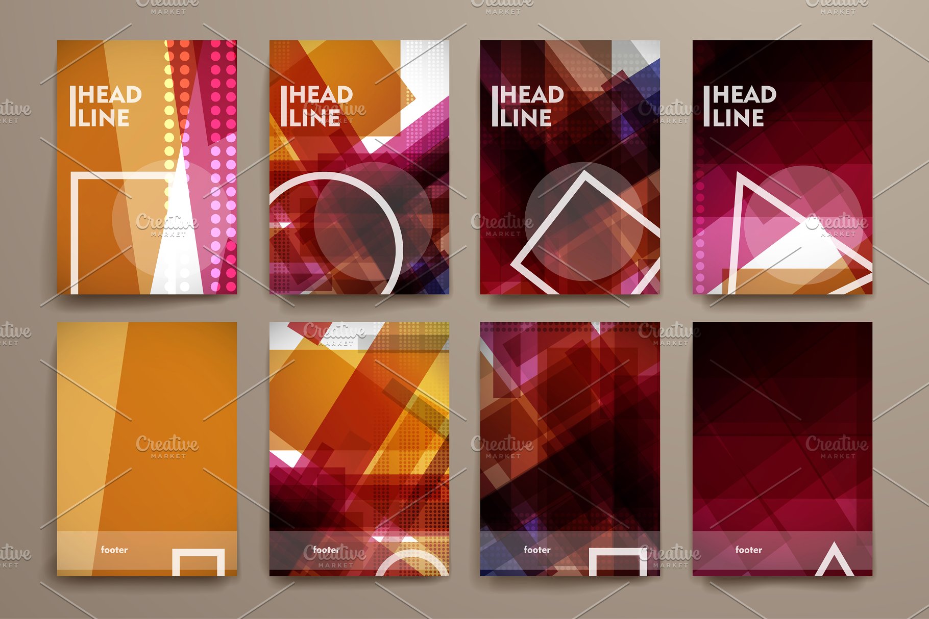 抽象图形背景小册子模板合集 Set of Abstract Brochures插图(4)