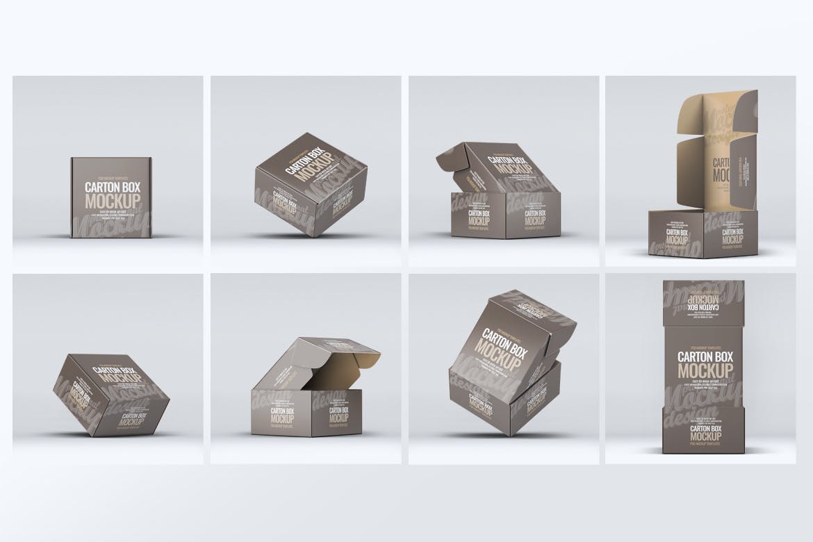 硬盒纸箱包装外观设计样机v1 Carton Box Mock-Up v.1插图(2)