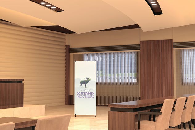 易拉宝展架广告Banner样机模板 Realistic X-Banner Mockups插图(2)