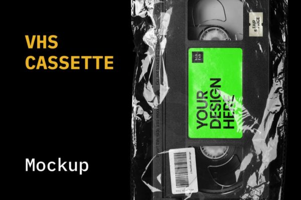 VHS磁带设计效果图素材库精选样机 VHS Cassette Mockup
