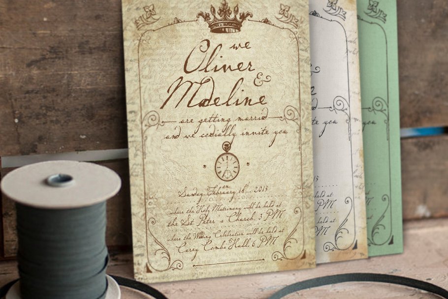 复刻1900年代巴黎婚礼邀请设计物料模板 1900 Paris Wedding Suite插图(3)